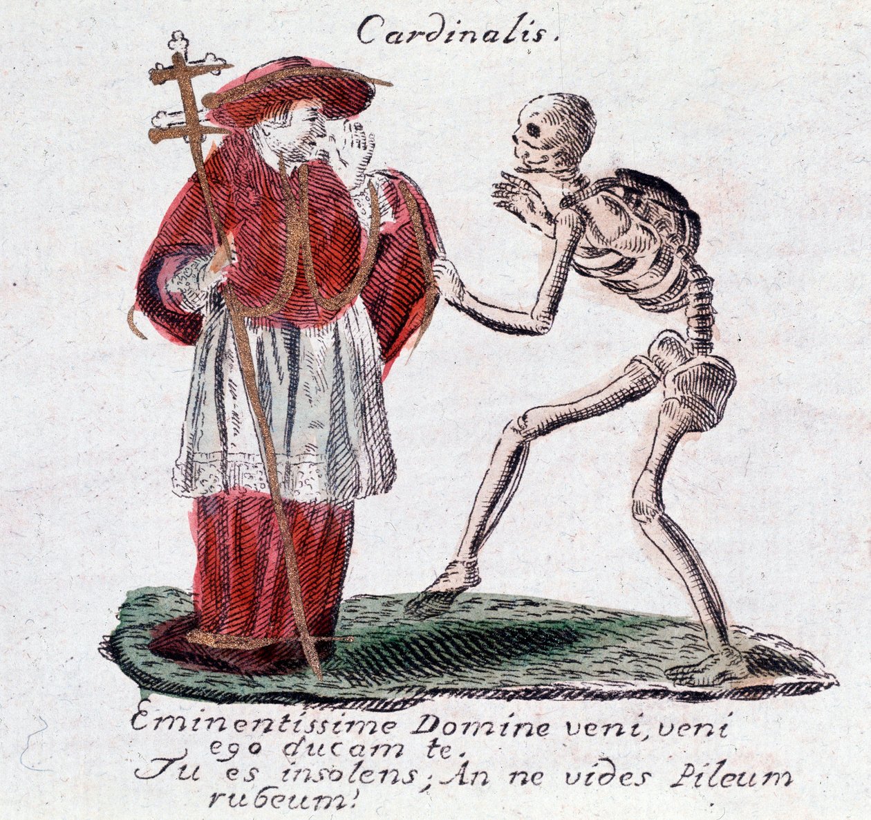 A dança da morte, o cardeal e um esqueleto (Imprimir) de Unknown artist