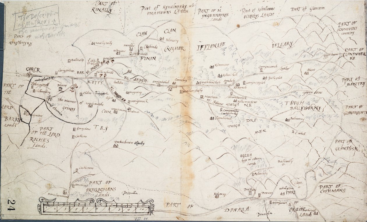 A descrição de Muskery, c.1590 (papel, linho) de Unknown artist