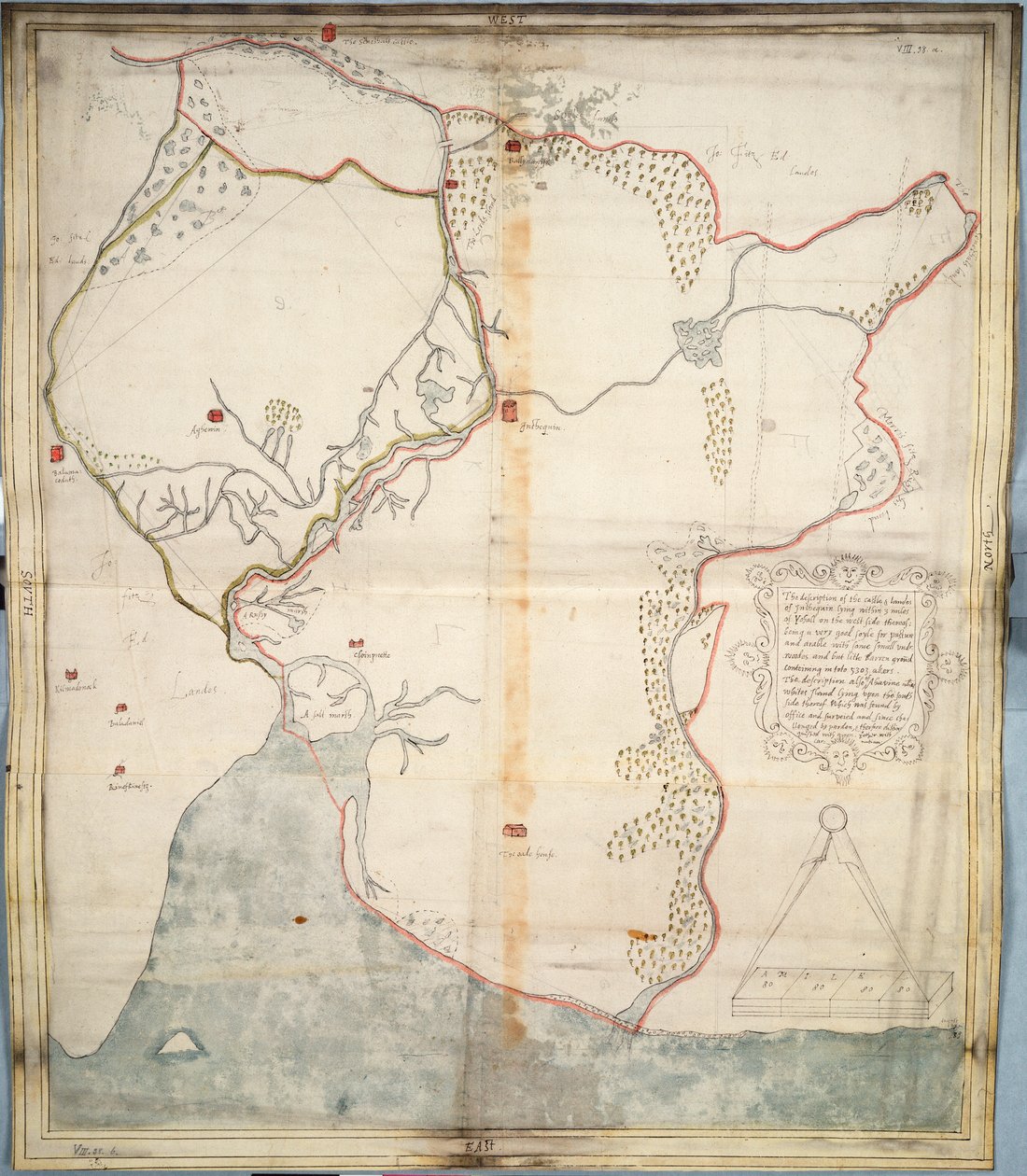 A descrição do castelo e das terras de Insbeguin situadas num raio de 3 milhas de Yohall, no seu lado oeste de Unknown artist