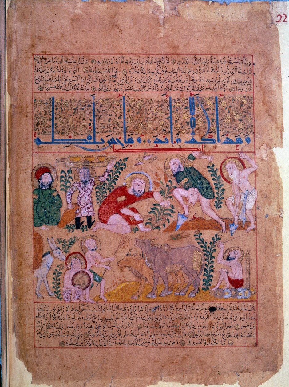O médico Andromakhos observa as actividades agrícolas Miniatura tirada do "The book of antidotes" 1199 Paris, B.N. de Unknown artist