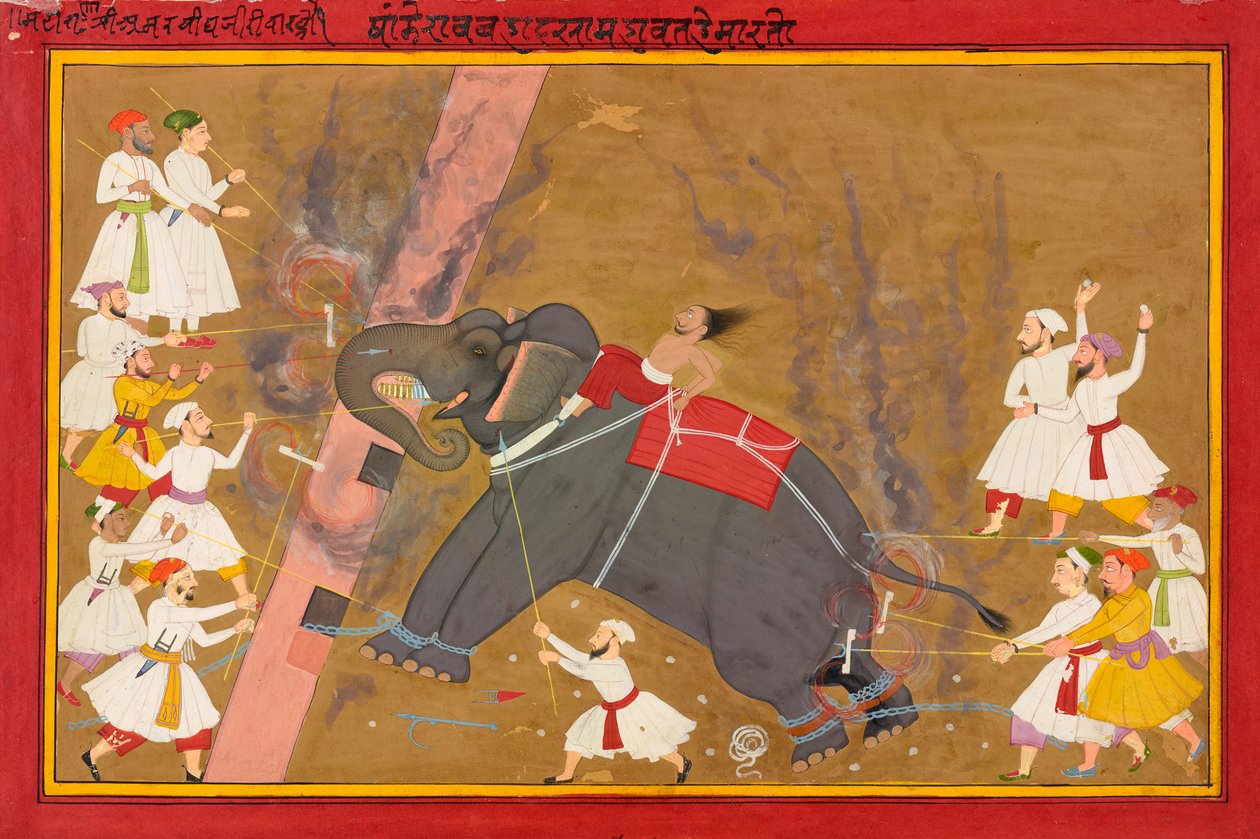 O Elefante Khanderao Bahadur Matando Sham Mahavat de Unknown artist
