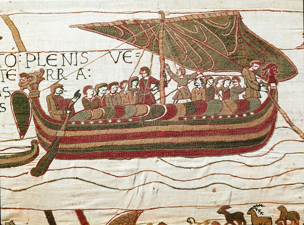 A frota de Haroldo, que veio informar o duque da Normandia Guilherme, o Conquistador de Unknown artist