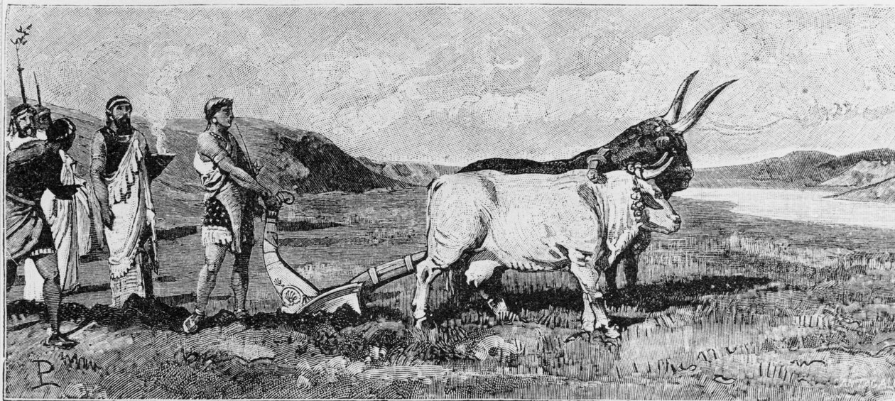 A fundação de Roma. A gravura do século XIX. de Unknown artist