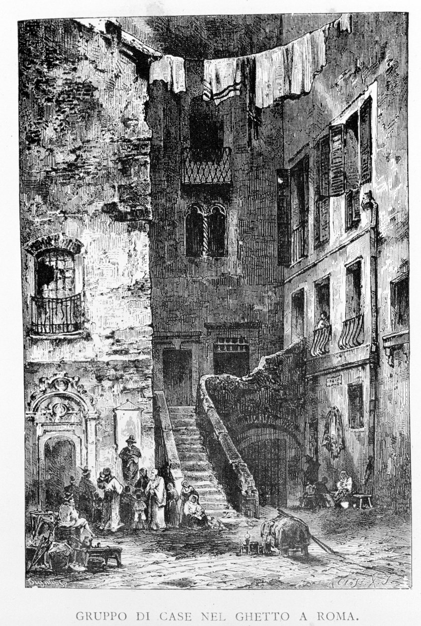 O gueto de Roma, no século XIX. de Unknown artist