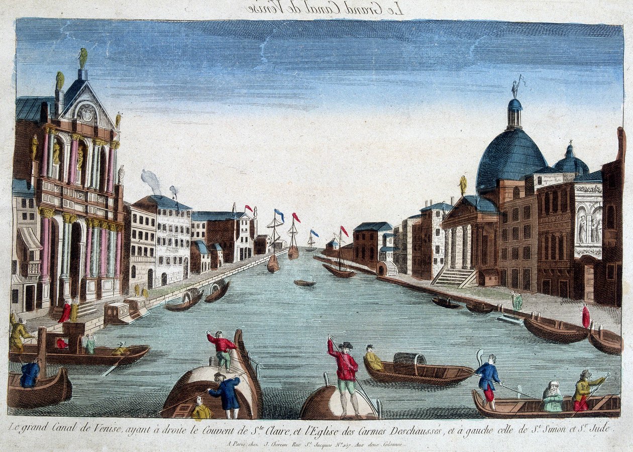 O grande canal de Veneza. À direita: o Convento de Santa Claire e a Igreja de Carmes Deschaussés. À esquerda: a Igreja de São Simão e São Judas. de Unknown artist
