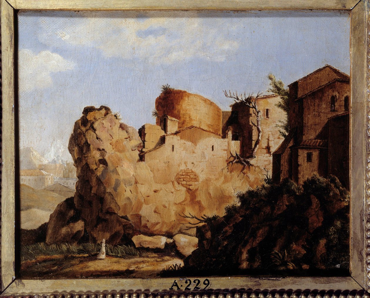 A casa de Napoleão Bonaparte (1769-1821) e a cidadela na Córsega, composição caprichosa A paisagem reproduz o perfil de Napoleão por ilusão de óptica. Pintura anônima 1822 Ilha Aix, museu napoleônico de Unknown artist