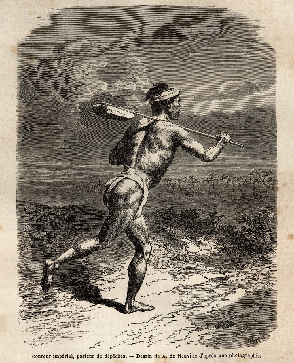 O corredor imperial, carregando os delegados de Mikado. Gravura para ilustrar a viagem ao Japão, em 1863-1864, de Aime Humbert, ministro da Confederação Suíça, no "Le tour du monde, nouveau journal des voyages" publicado sob a direcção de Edoua de Unknown artist