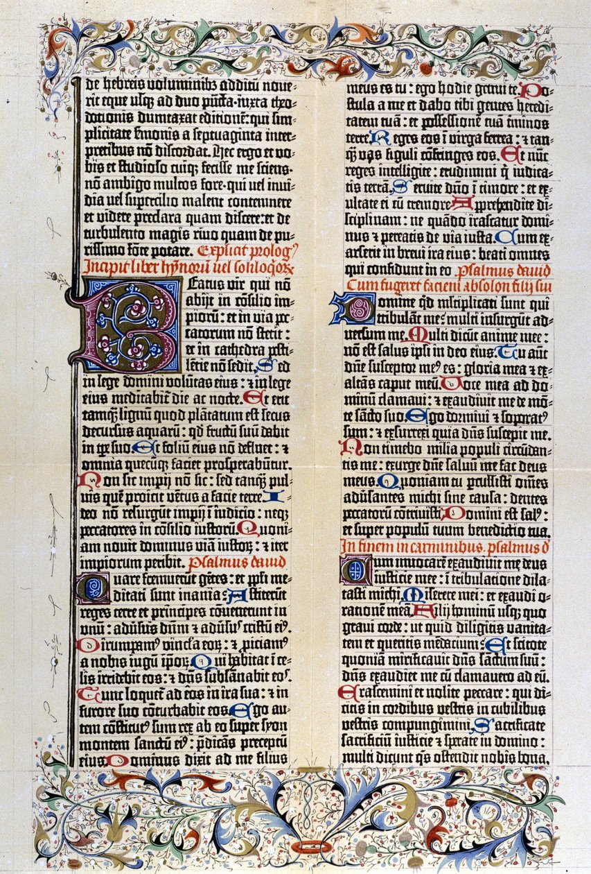 A Bíblia latina de Gutenberg com 42 linhas - 1455. de Unknown artist