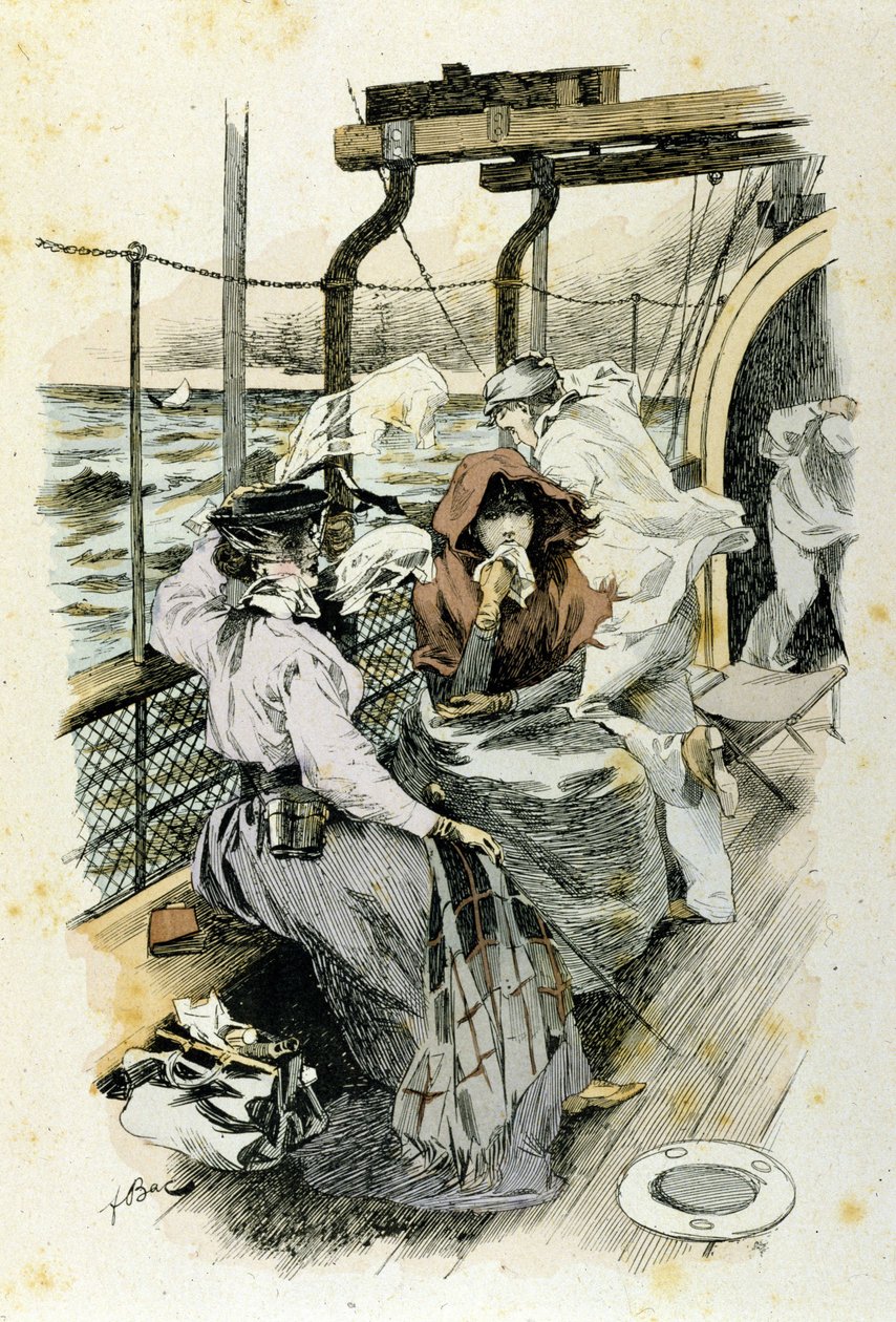 A vida dos passageiros a bordo: uma jovem mulher sofre de enjôo. de Unknown artist