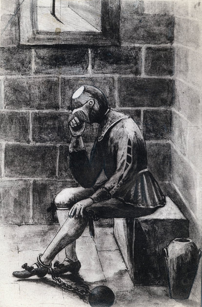 O homem com a máscara de ferro prisioneiro de estado internado na prisão da Santa Isle Margarita. de Unknown artist