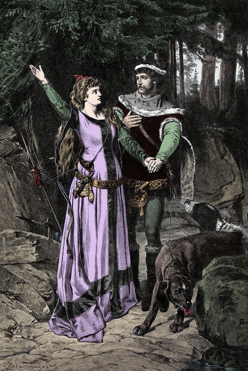O encontro entre o Rei Carlos VIII (1470-1498) e Ana da Bretanha (1477-1514) de Unknown artist