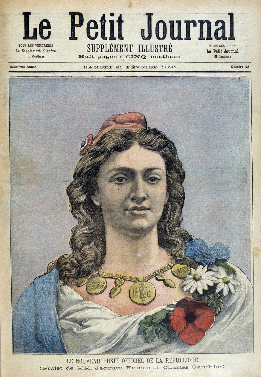 O novo busto oficial da República (Marianne) - no "Le Petite Journal" de 21/02/1891 de Unknown artist