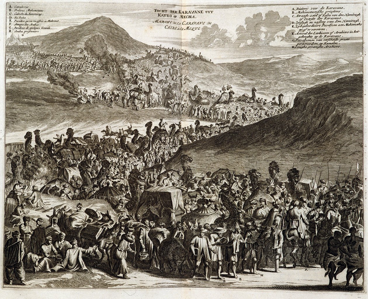 A caravana de peregrinações do Cairo a Meca - gravura de Dapper de Unknown artist