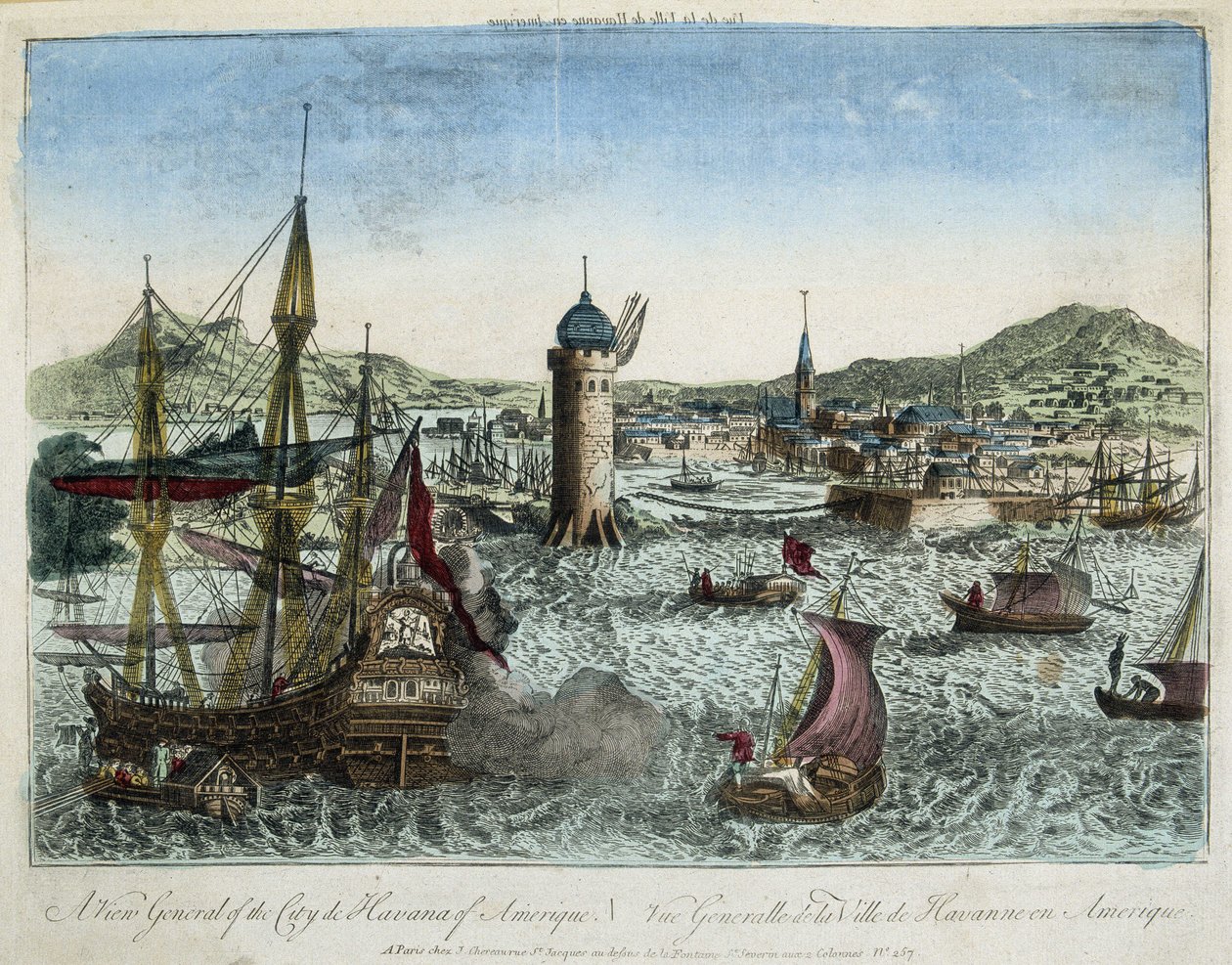 O porto de Havana e a navegação circundante - gravura de Unknown artist