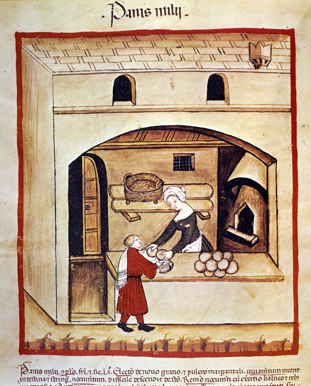 A preparação de pão com painço. Iluminação a partir da ordenha de medicamentos e dietética "Tacuinum sanitatis". de Unknown artist