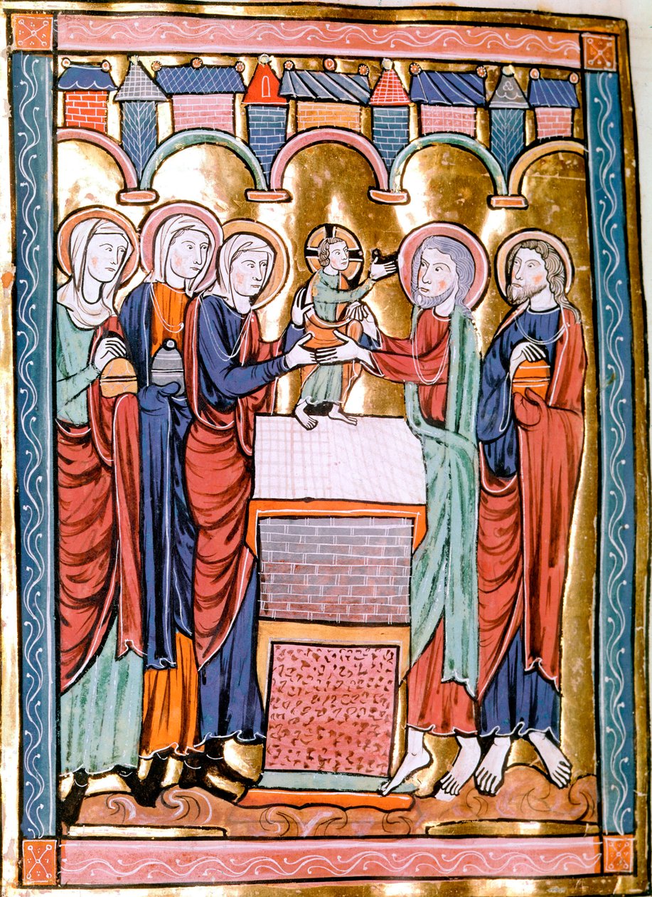 A apresentação no templo miniatura tirada do "Liber Psalmorum Cum Calendario" ou "Psaltier à l