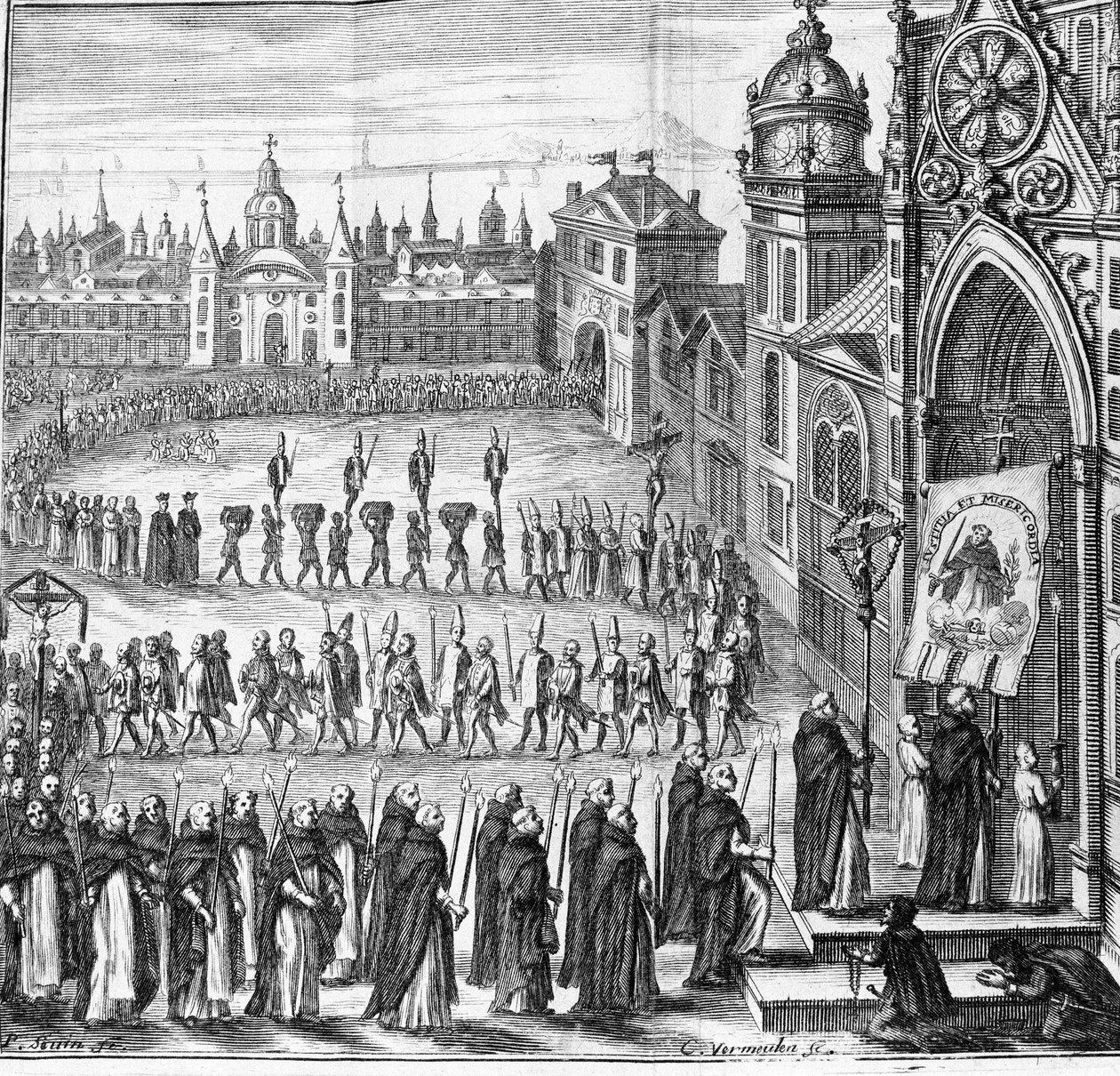A procissão da Inquisição vai para o Tribunal. Espanha. Século XVII de Unknown artist