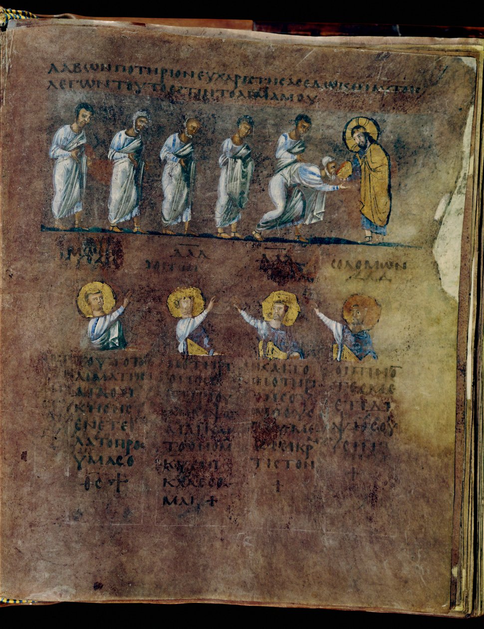O Codex Rossanensis púrpura, século VI (manuscrito) de Unknown artist