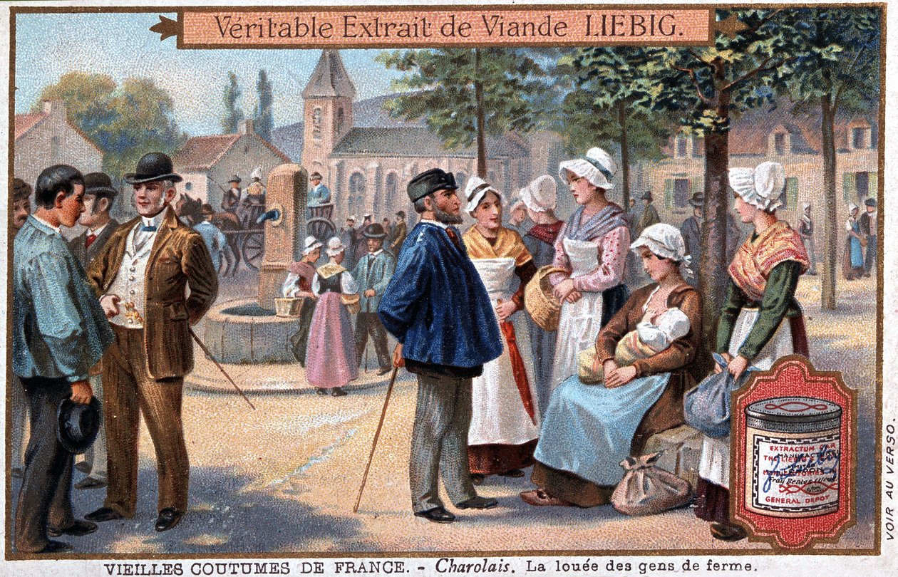 As pessoas da fazenda alugada no Charolais - chromo. Liebig, v. 1895 de Unknown artist