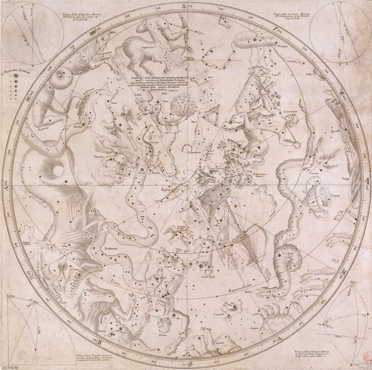 Ascensões rectas e declinações das principais estrelas fixas em ambos os hemisférios até ao ano 1678 de Unknown artist