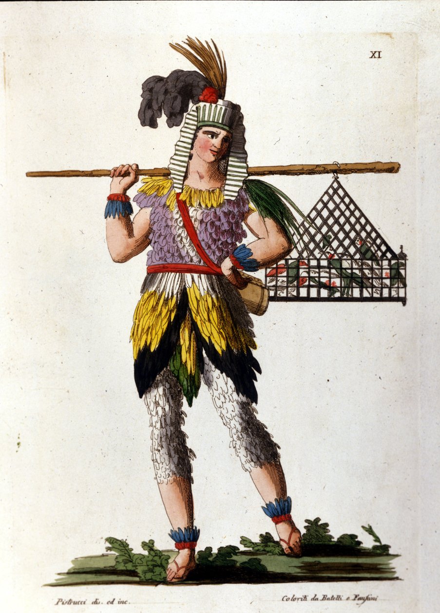 O papel de Papageno, personagem da "Flauta Mágica" de Mozart (Die Zauberflote; A Flauta Mágica) de Unknown artist