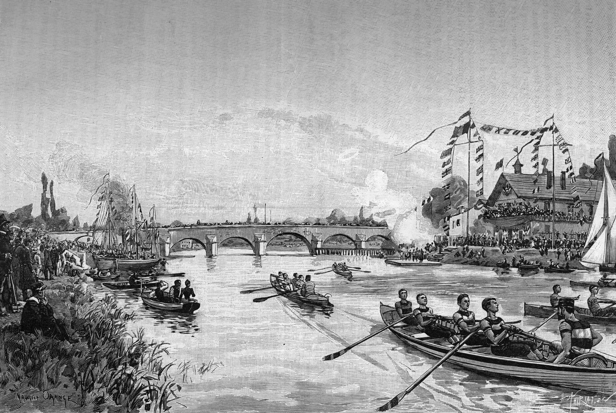 As regatas escolares de Joinville le Pont (Joinville-le-Pont), Ile de France. Gravação em "Le Journal de la jeunesse de Unknown artist