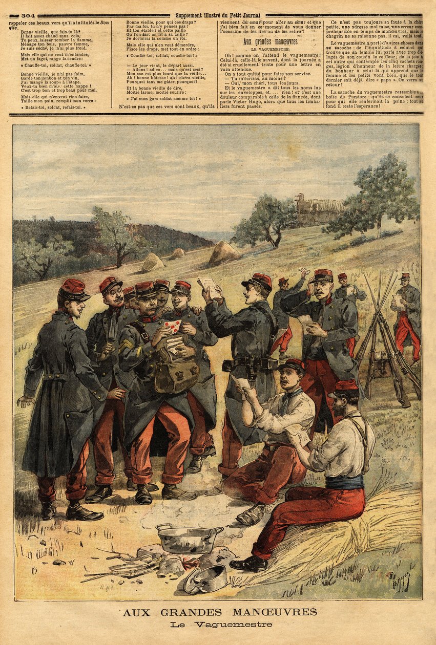 O waguemestre, os militares encarregados da distribuição do correio para as tropas. Gravação no "Le petit journal" 23/09/1893. A colecção da Selva. de Unknown artist