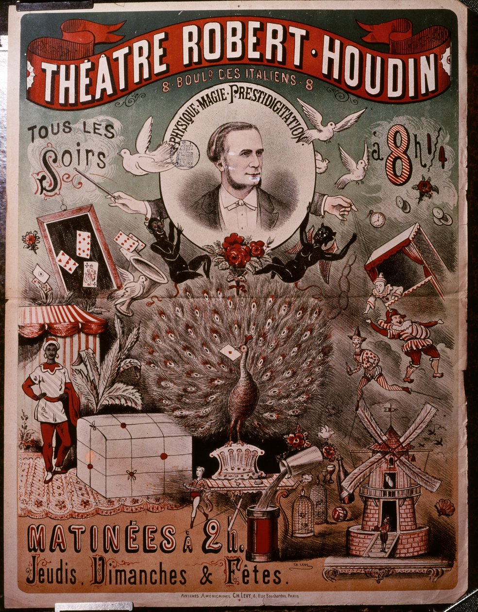 Cartaz do teatro Robert Houdin, c.1860-75 (cartaz) de Unknown artist