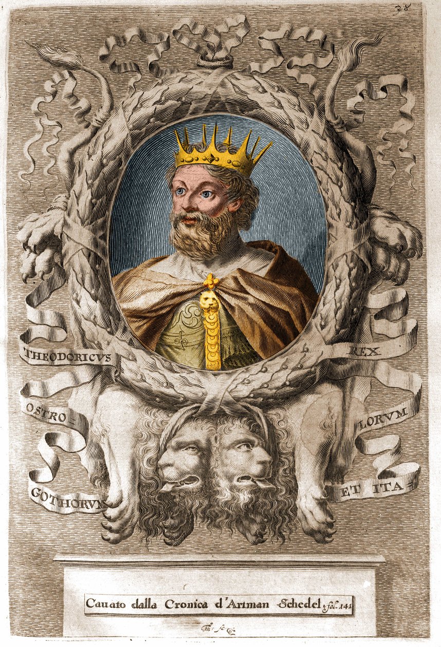 Teodórico I o Grande (v. 454-526), rei dos ostrogodos (474-526) e fundador do reino ostrogótico na Itália. de Unknown artist