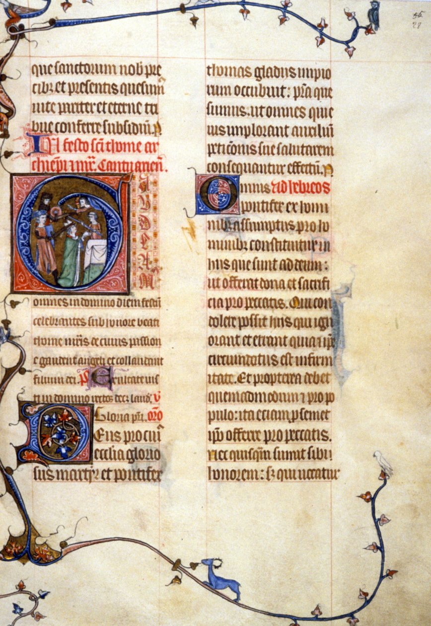 Thomas Becket, 90, 028r: Pedido de autorização para a Biblioteca Municipal de Toulouse (tel: 05 62 27 66 66) de Unknown artist