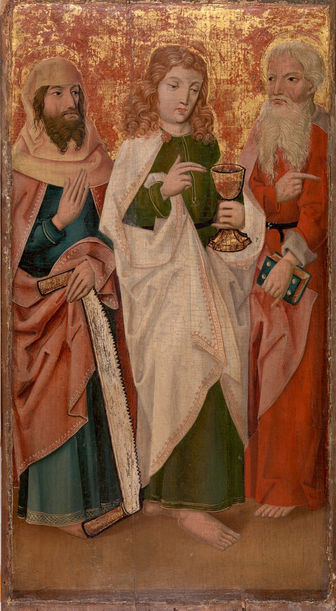 Três Apóstolos com Cross-Cutter, Cálice e Livro de Unknown artist