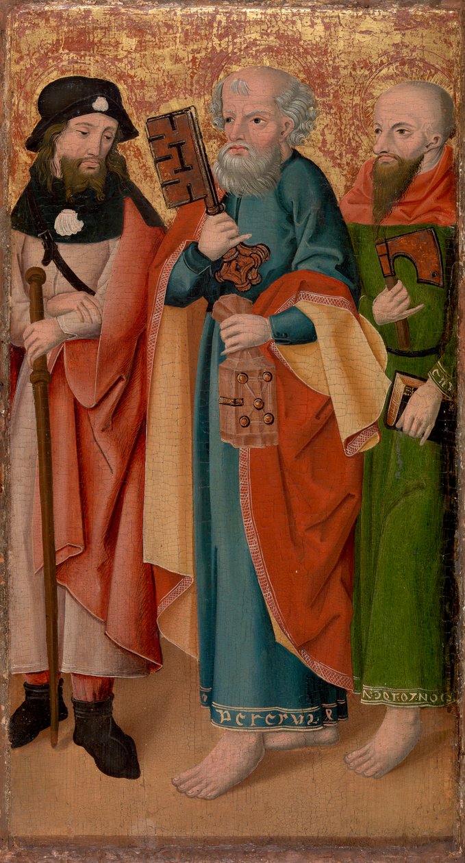 Três Apóstolos com Bastão, Chave e Machado de Unknown artist