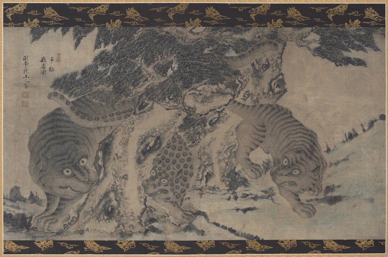 Tigres e leopardos brincando de Unknown artist