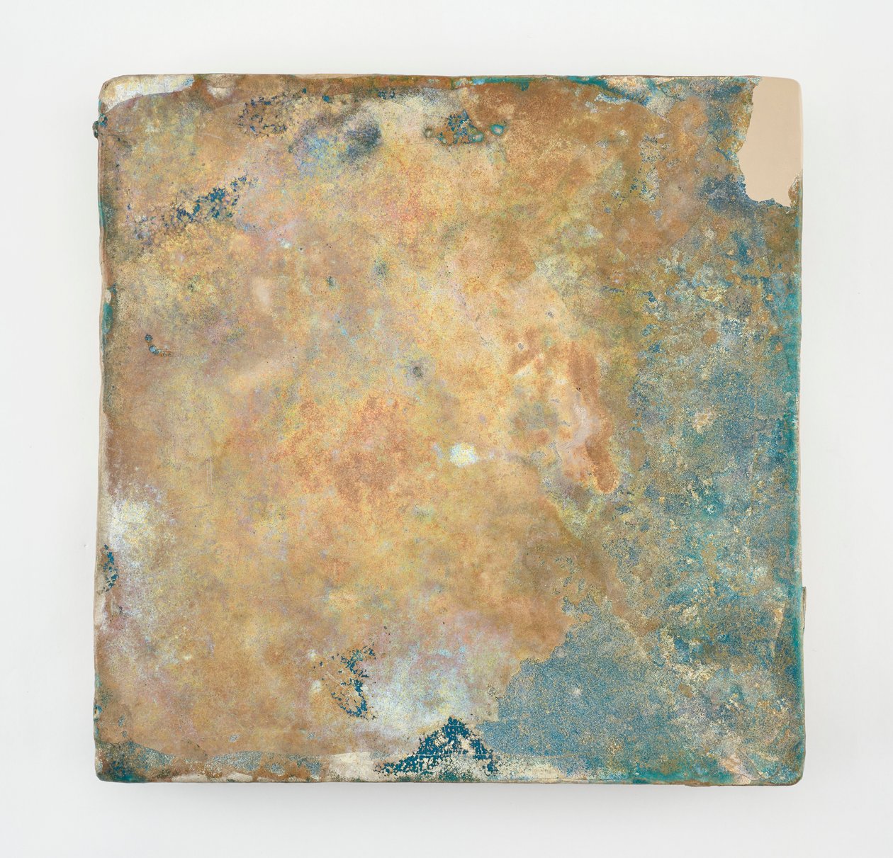 Azulejo, grande, quadrado; um canto restaurado com gesso de Unknown artist