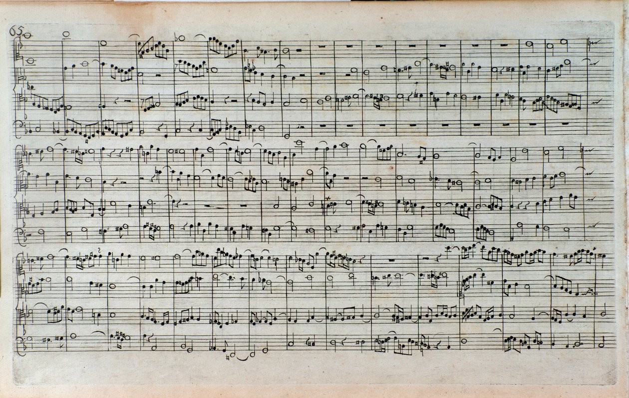 Página de título da partitura musical de The Art of the Fugue, a última e incompleta fuga, de Johann Sebastian Bach de Unknown artist