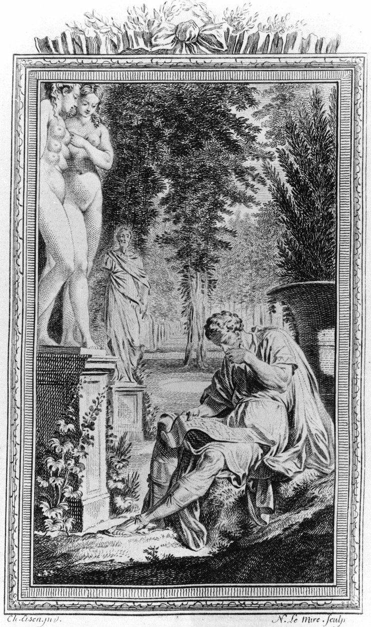 Titus Lucretius Carus (Lucrece) filósofo e poeta romano em "De Rerum natura", Engraving século XVIII. de Unknown artist