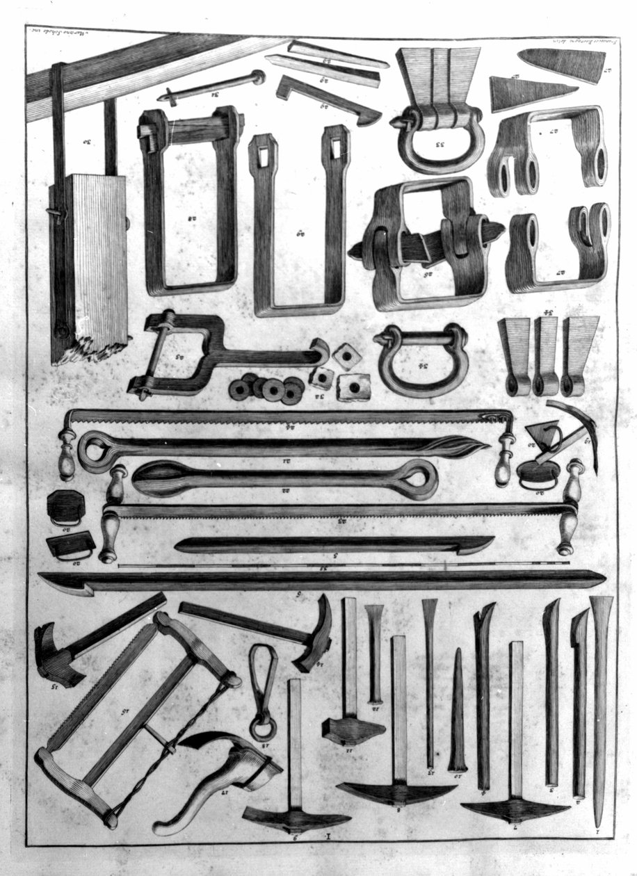 Ferramentas de um carpinteiro no início do século XVIII. de Unknown artist