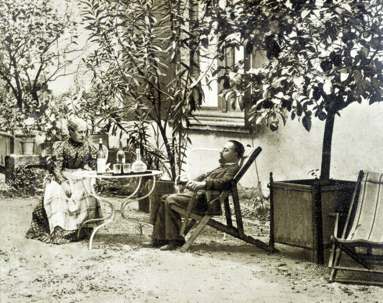 Toulouse Lautrec com sua mãe, no Château de Malromé de Unknown artist