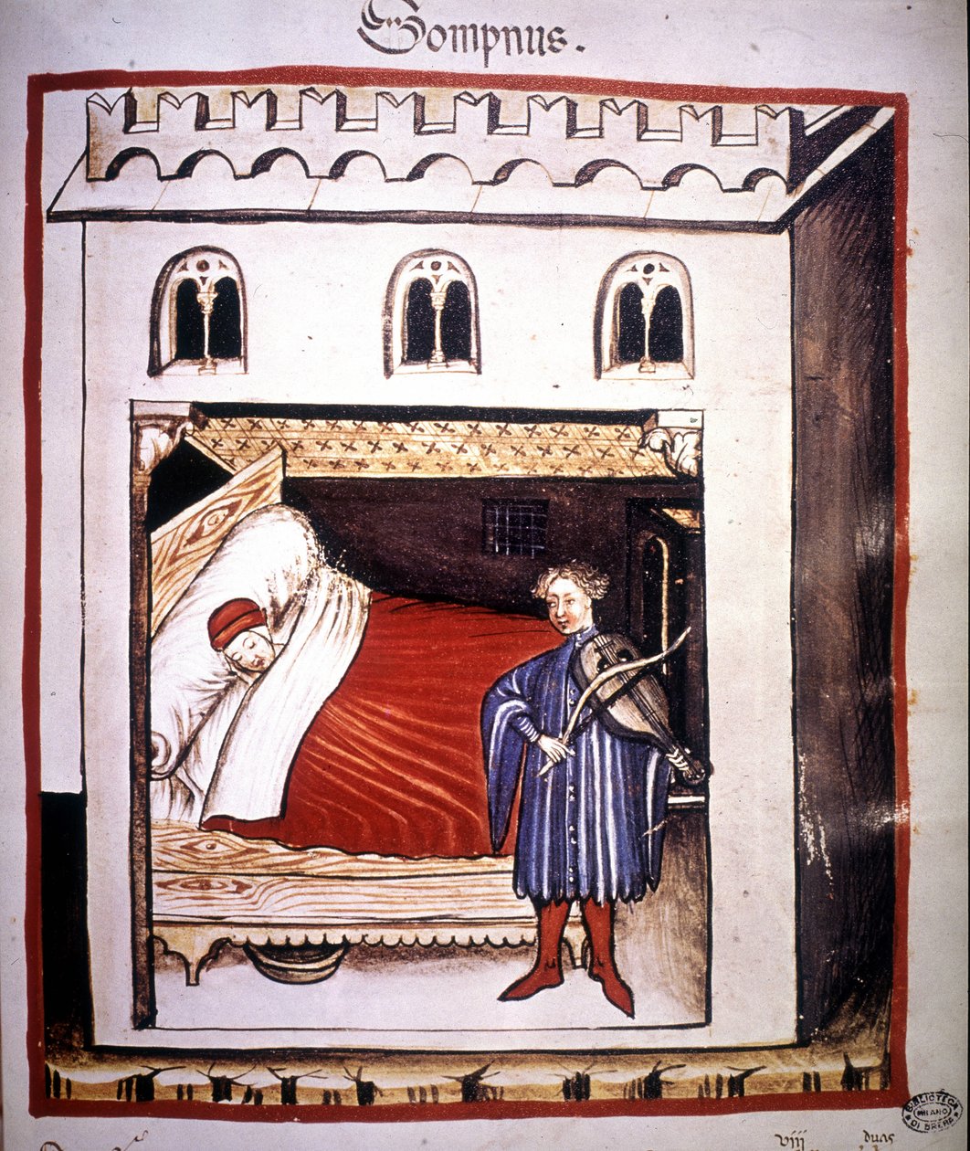 Tratado de medicina "Tacuinum sanitatis" do século XIV: o sono. de Unknown artist