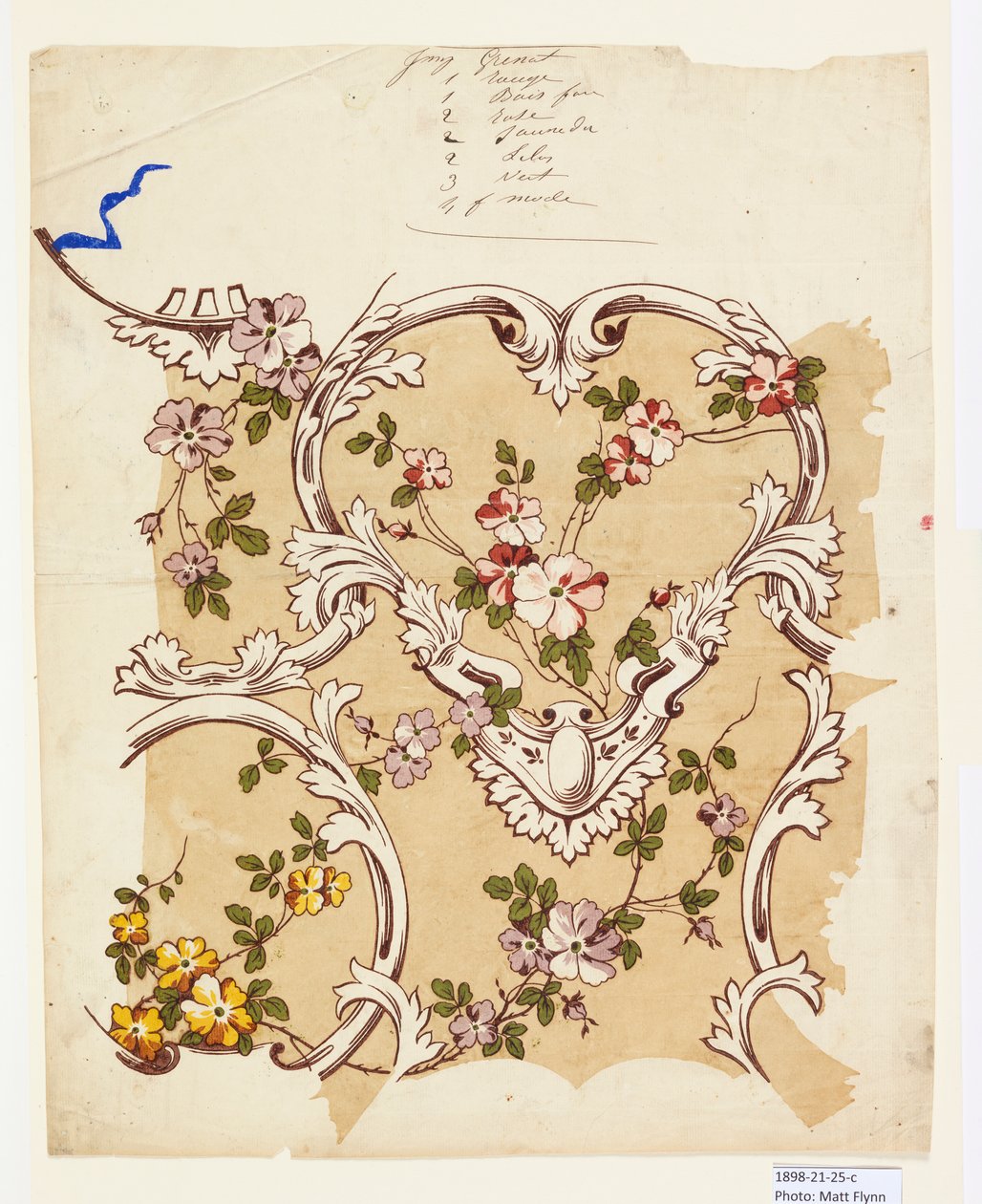 Prova de teste para um chintz florido de Unknown artist