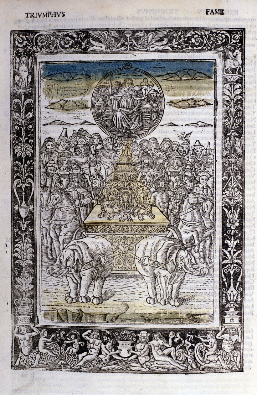 O triunfo da fama de Francesco Petrarca (Petrarca). Biblia em miniatura. Trivulziana, Milão. de Unknown artist