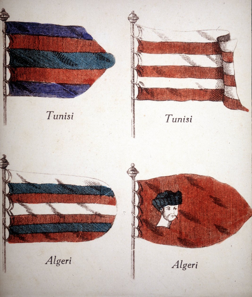 Bandeiras tunisinas e argelinas do final do século XVIII. de Unknown artist