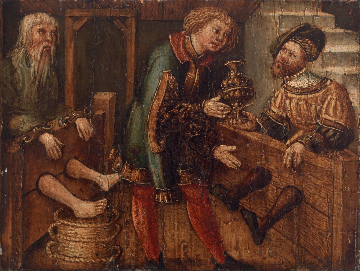 Dois homens em acções, e uma terceira figura de Unknown artist