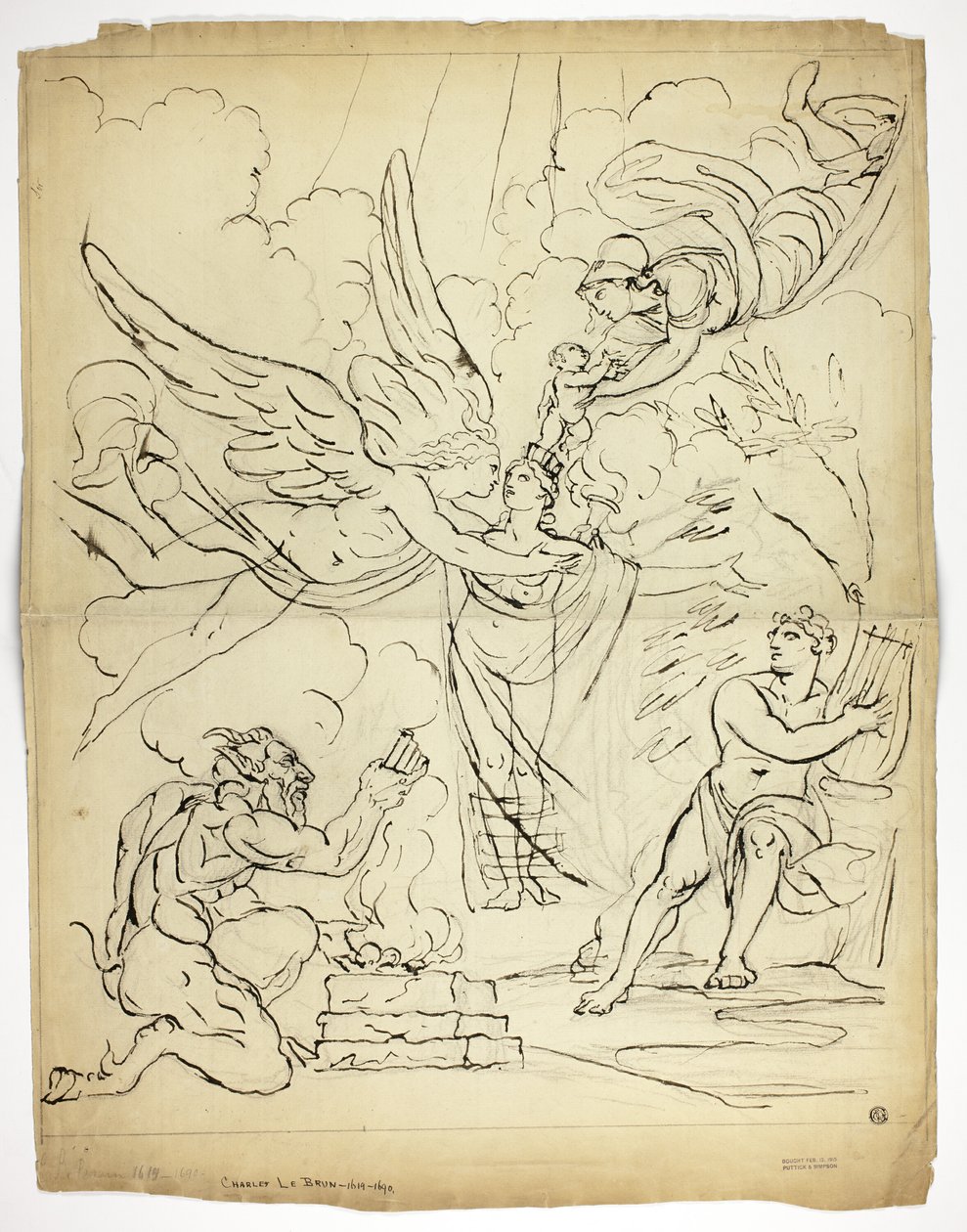 Cena de Nascimento Mitológica Não Identificada (reto); Cupido e Psique (verso) de Unknown artist