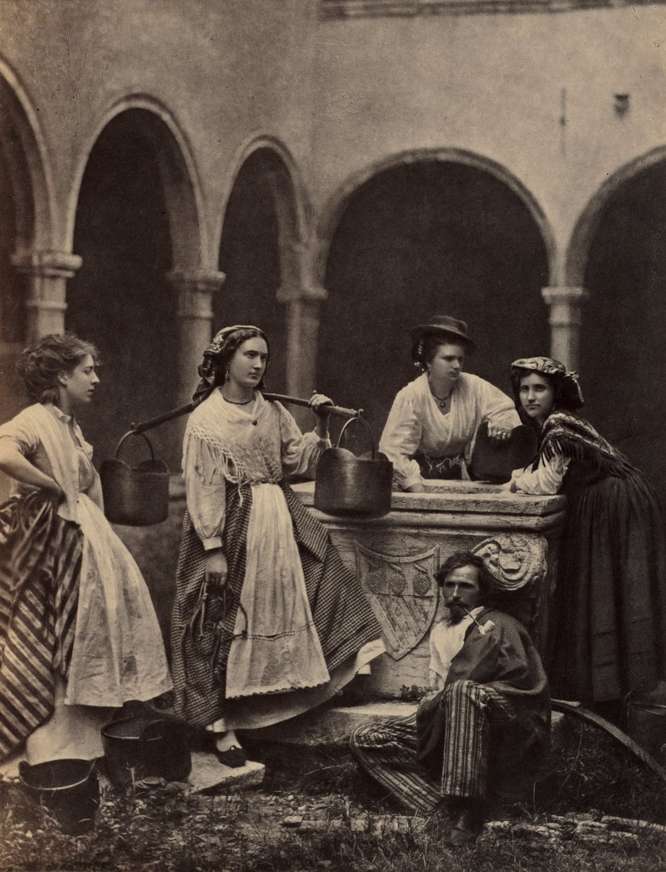 Sem título (cena de gênero com quatro mulheres e um homem) de Unknown artist