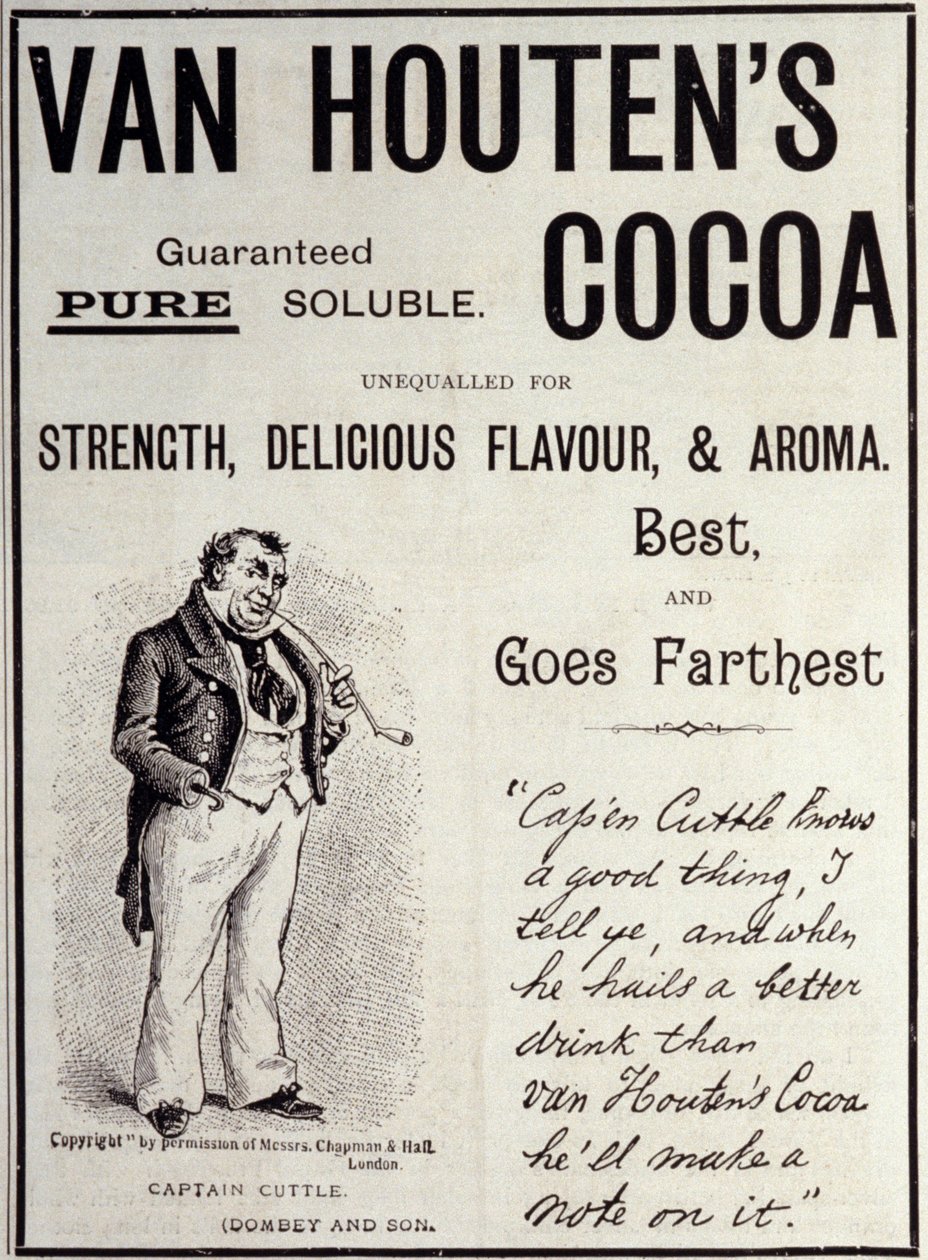 Autocolante publicitário Van Houten de cacau, cerca de 1890 de Unknown artist