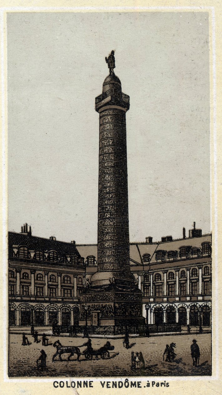 Coluna Vendome na Place du same name em Paris. Cromolitografia do final do século XIX. de Unknown artist