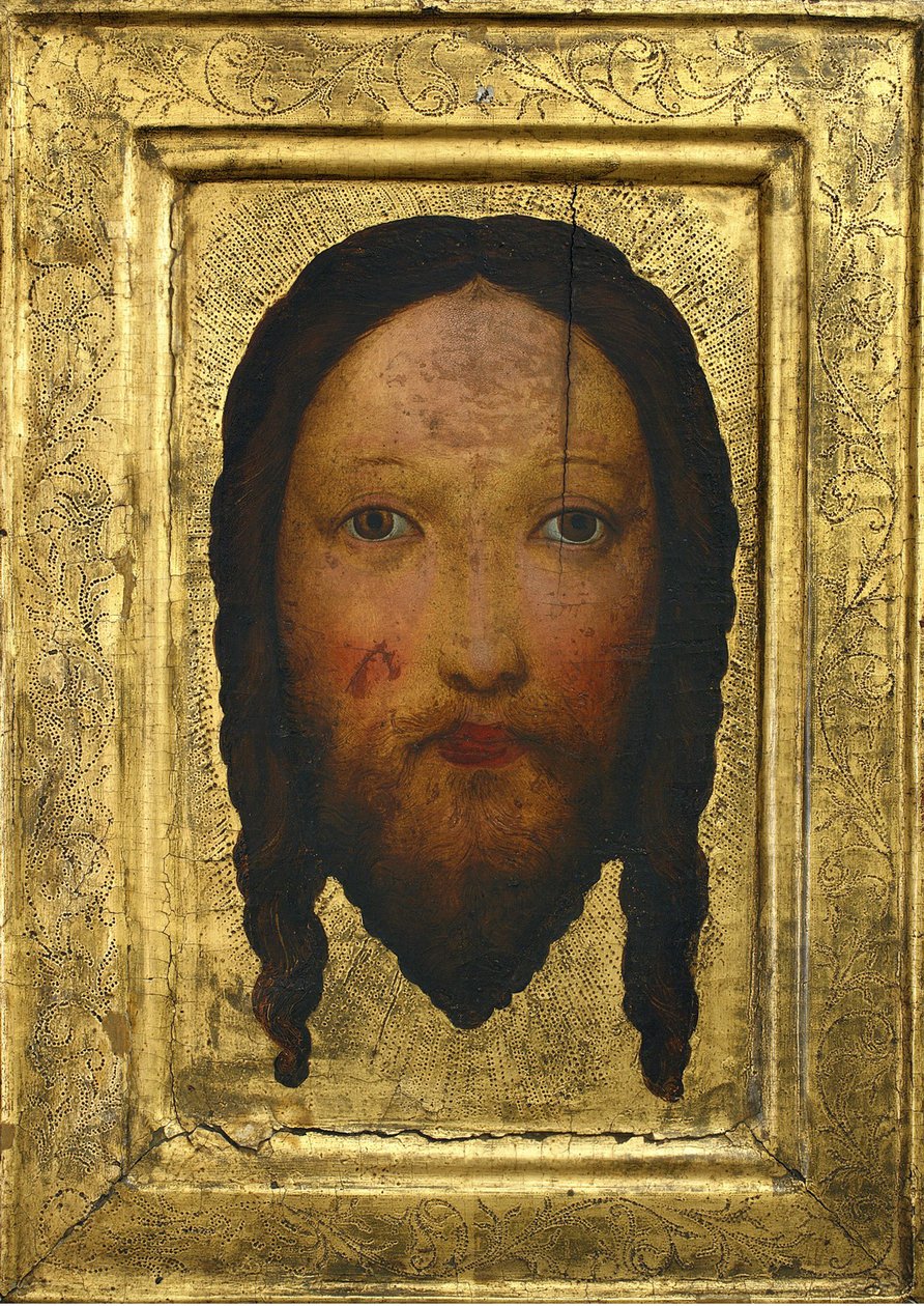Ícone de Vera (ou Cabeça de Cristo) - Anônimo. Tempera no painel, tamanho: 44,7x32,2, ca 1400, Muzeum Narodowe, Varsóvia. de Unknown artist