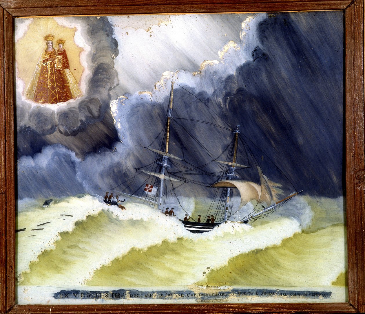 Vaso em dificuldade - ex-voto da Notre Dame de Laghet, 36 x 50 cm de Unknown artist
