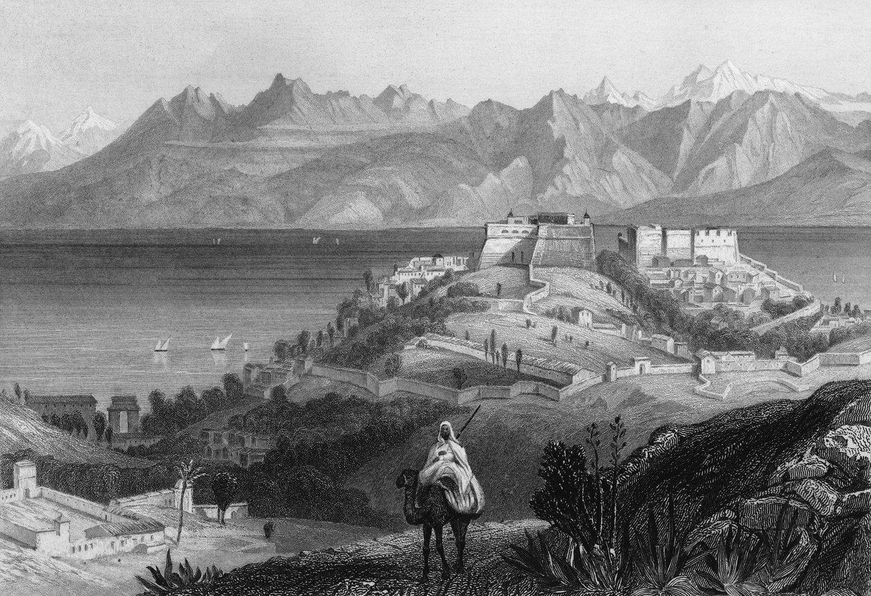 Vista da Vela e Corrente do Atlas no século XIX, cidade tomada pelo exército francês em 1833, em "L